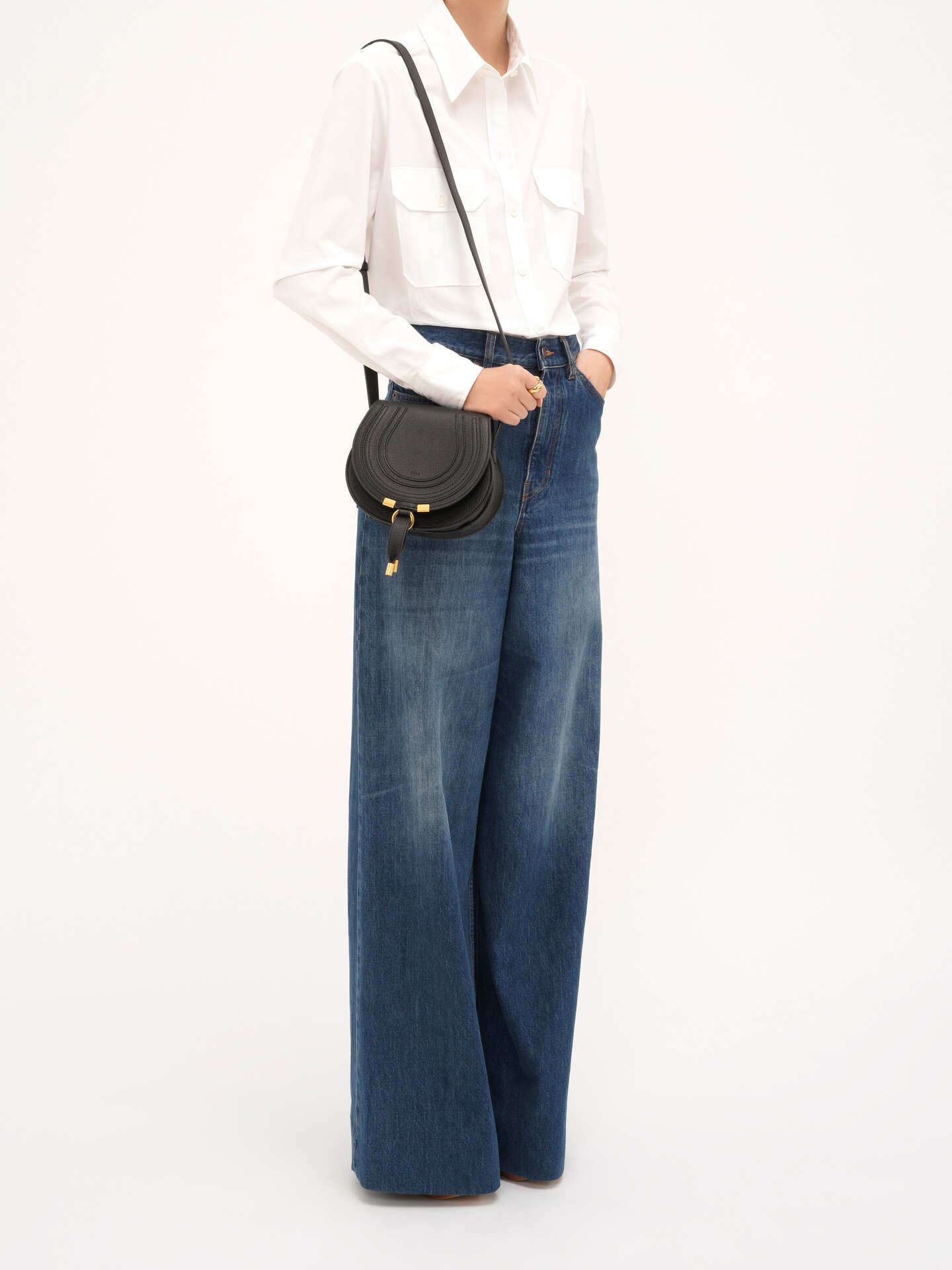 Small Marcie saddle bag in grained leather - 4