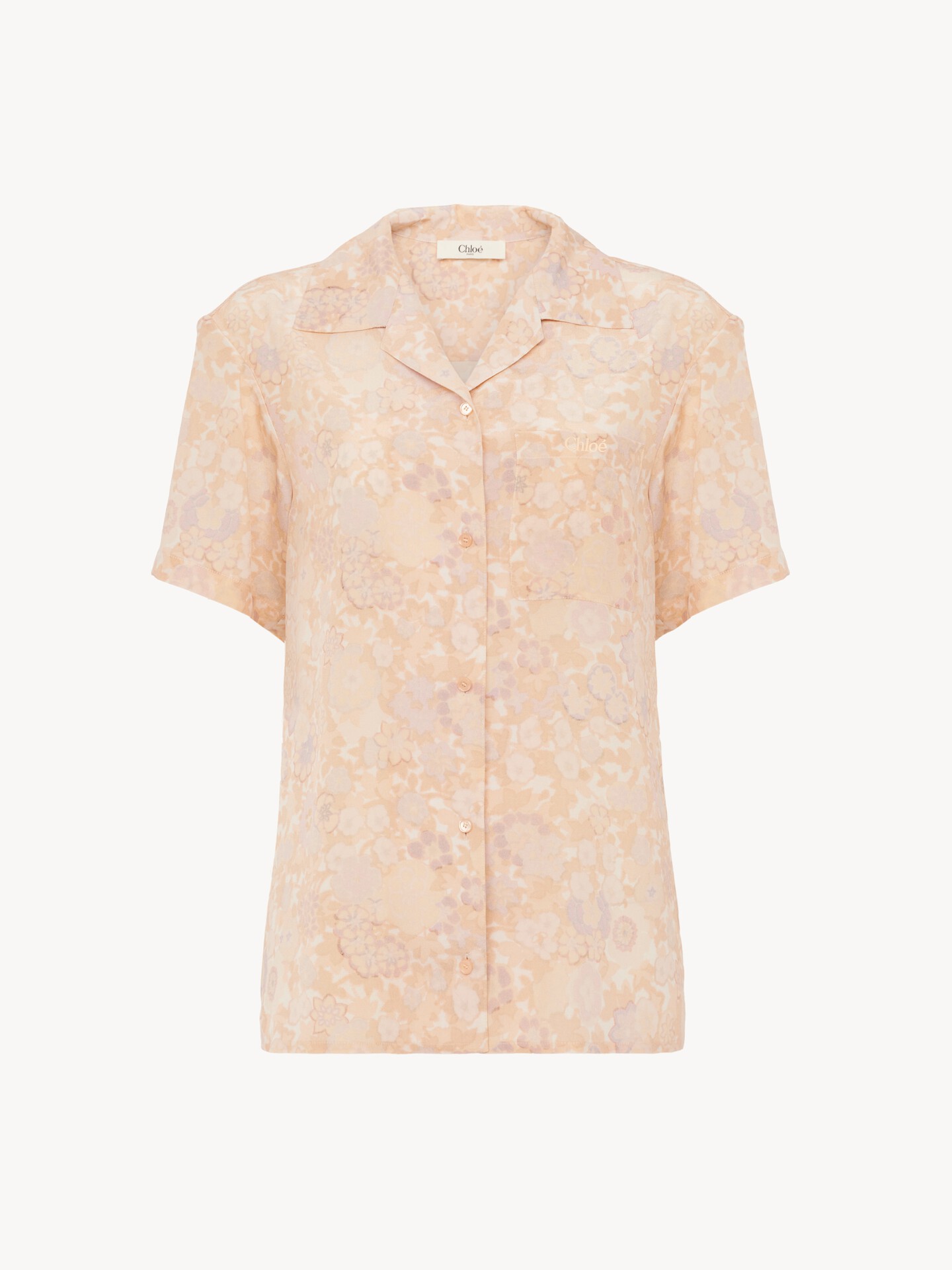 Short-sleeve blouse in cr&ecirc;pe de chine - 2
