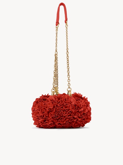 Chlo&eacute; Pliss&eacute; shoulder bag with chain in leather with flowers