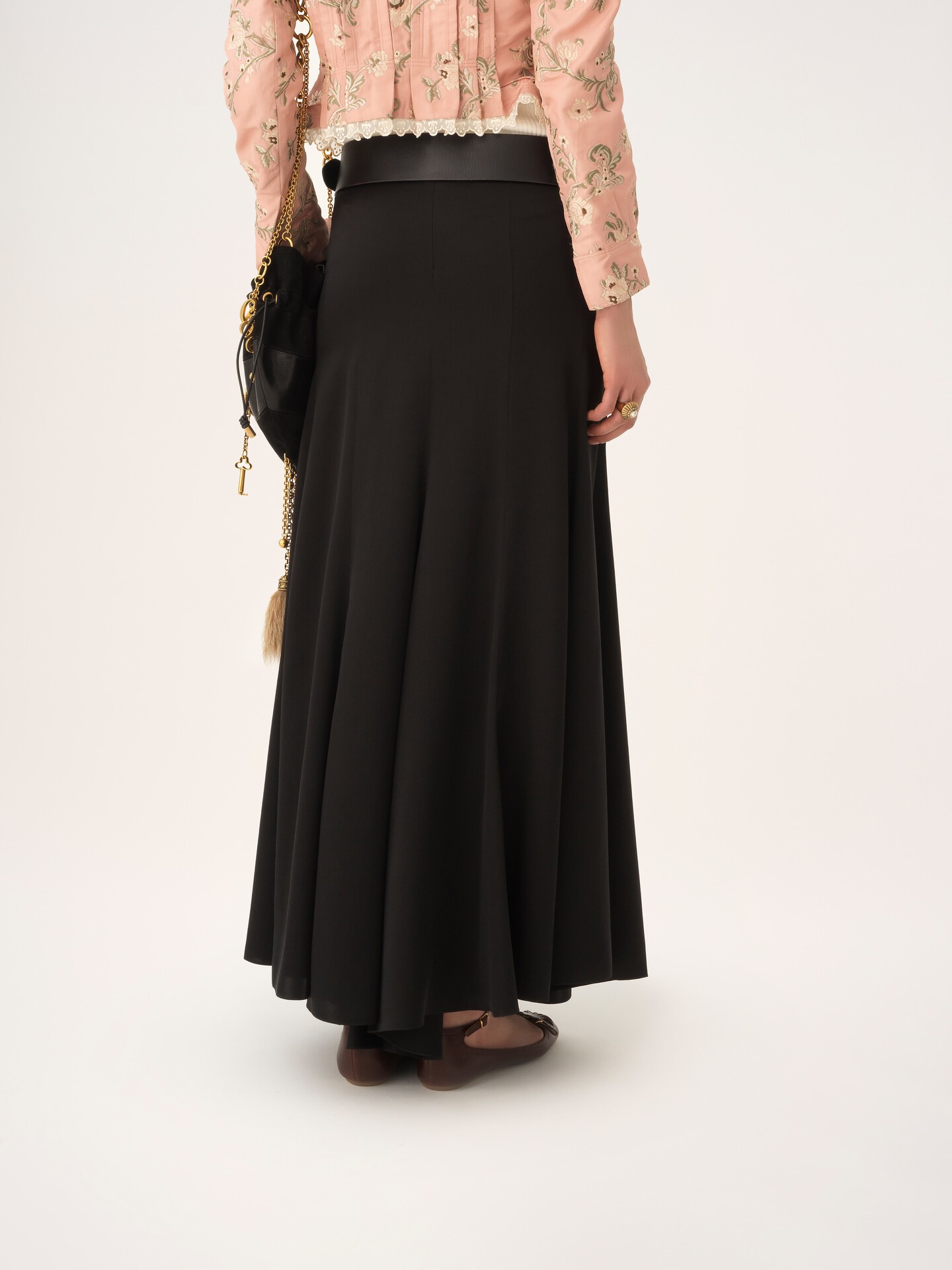 Fluid maxi skirt in washed silk satin - 6