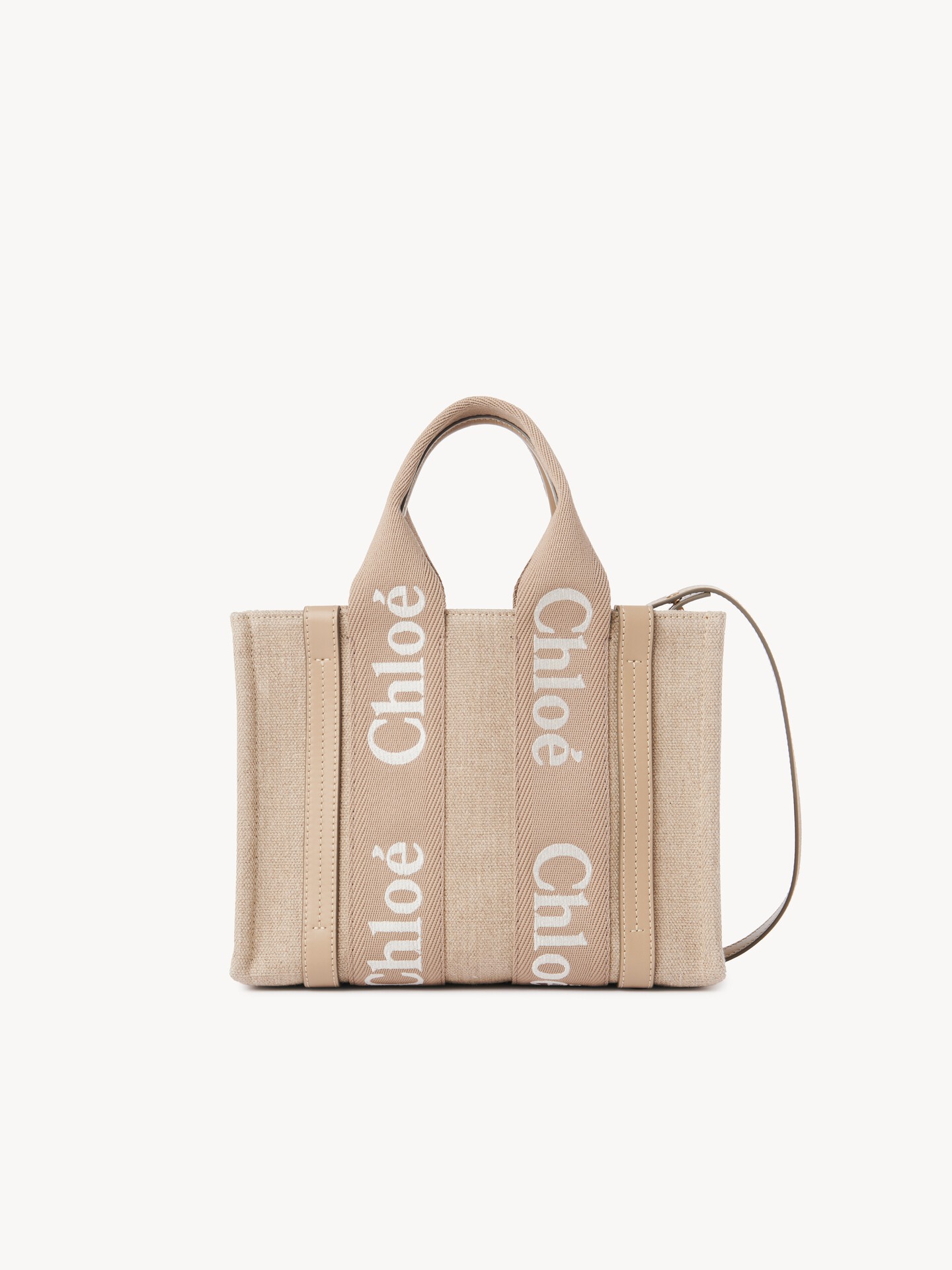 Small Woody tote bag in linen - 1