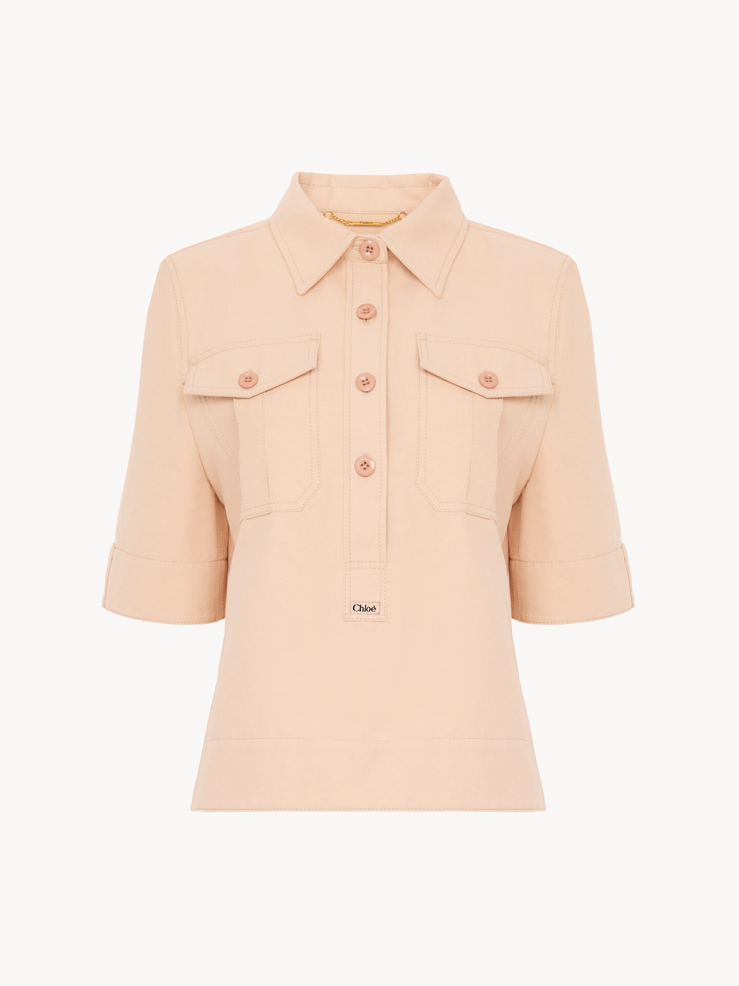 Cotton gabardine polo shirt - 2
