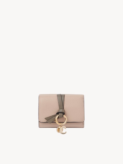 Mini Alphabet tri-fold in grained leather