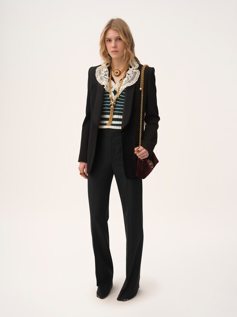 Boyish tailored pants in wool grain de poudre