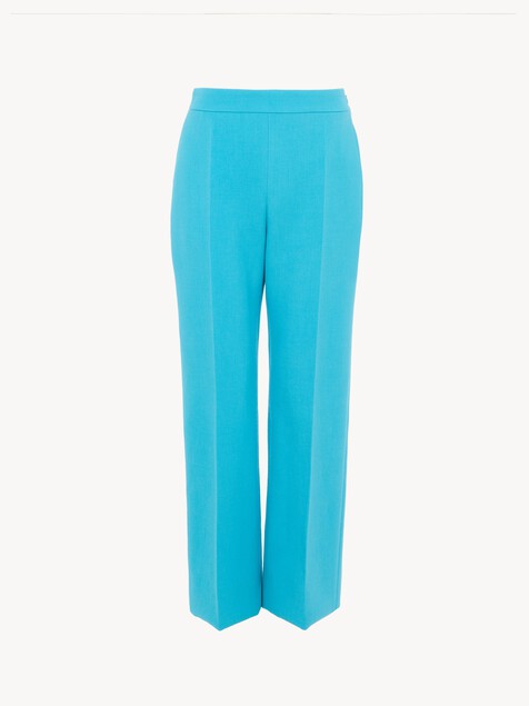 Straight cropped trousers in wool cr&ecirc;pe