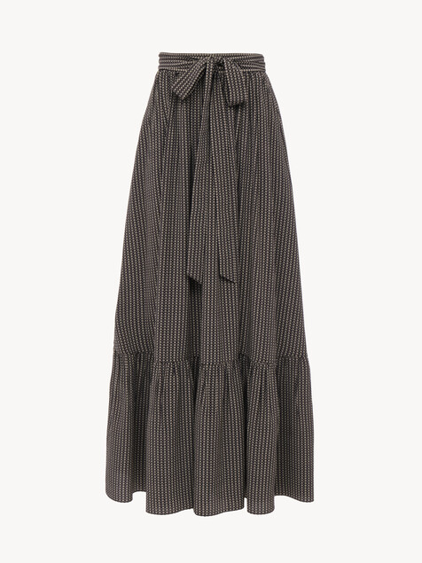 Gathered midi skirt in cr&ecirc;pe de chine