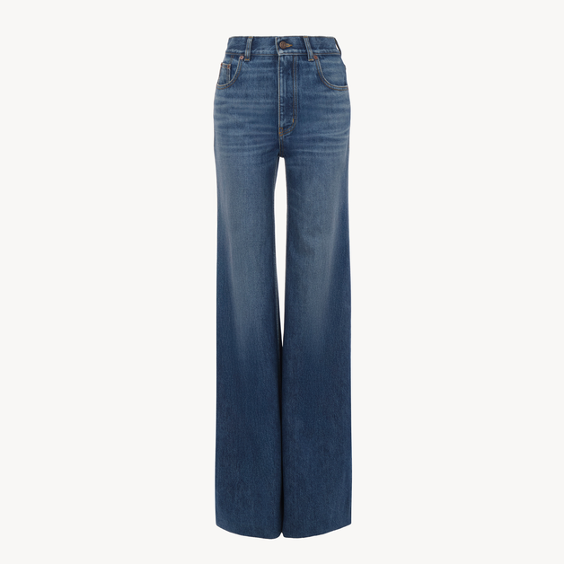 High-rise flare jeans in denim - 8