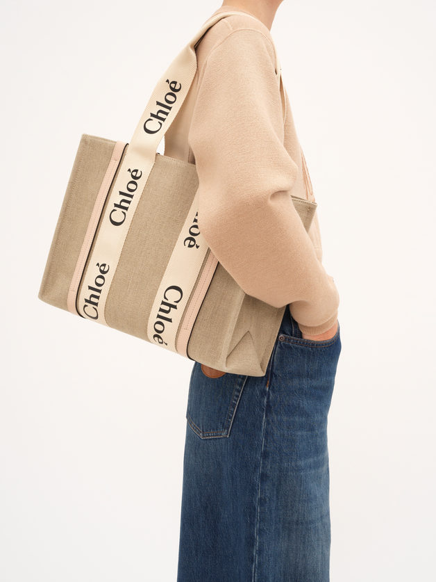 Woody tote bag in linen - 5
