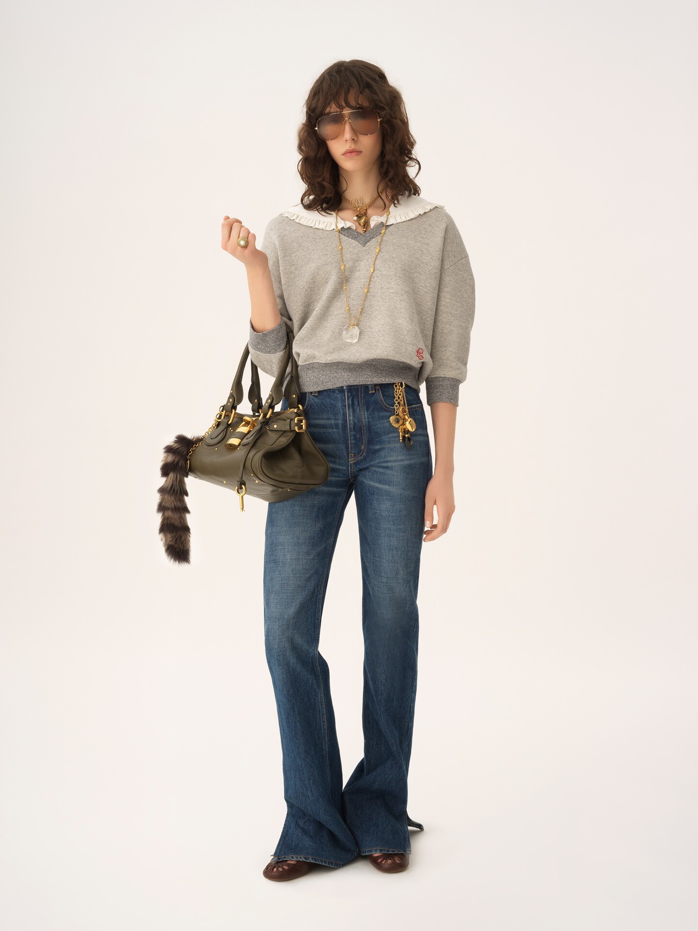 Collared jumper in chin&eacute; fleece - 3