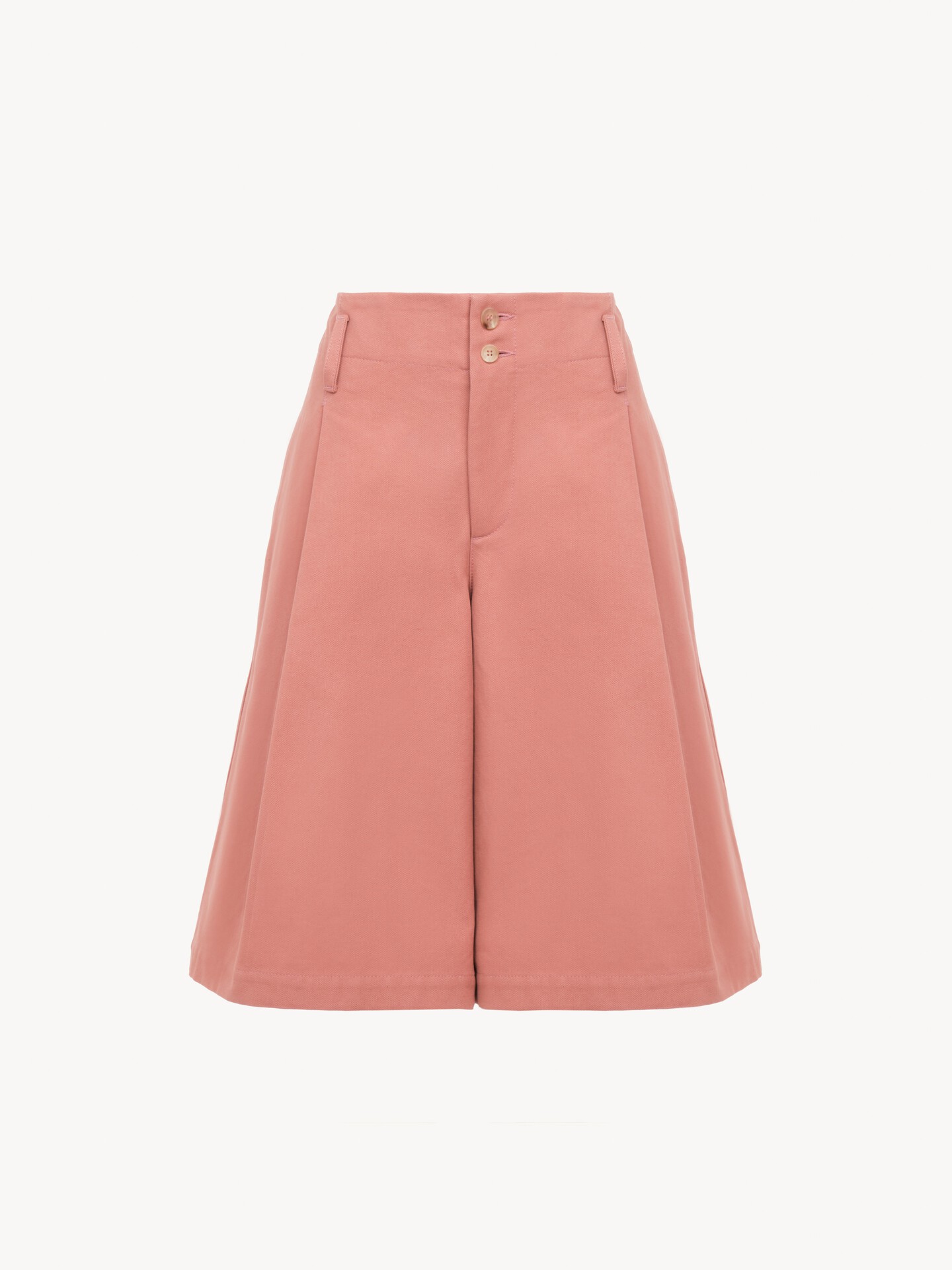 High-rise wide-leg bermuda shorts in cotton - 1