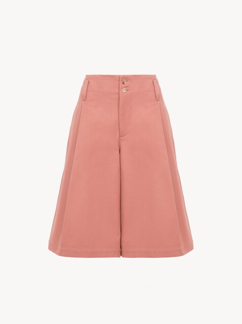 High-rise wide-leg bermuda shorts in cotton