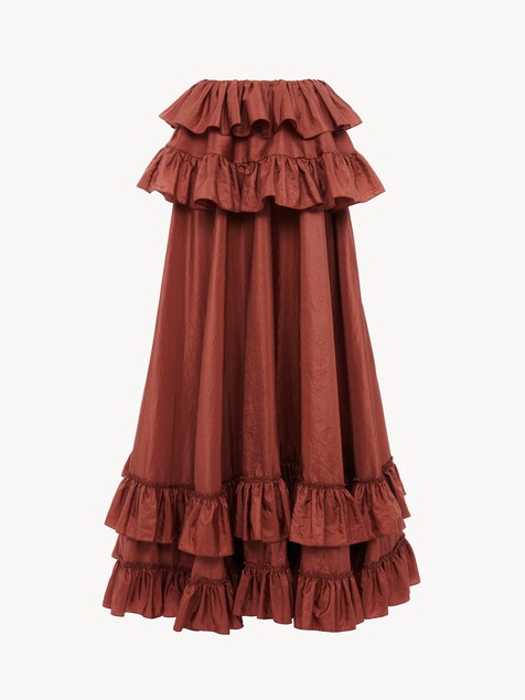 Tiered maxi skirt in washed silk taffeta