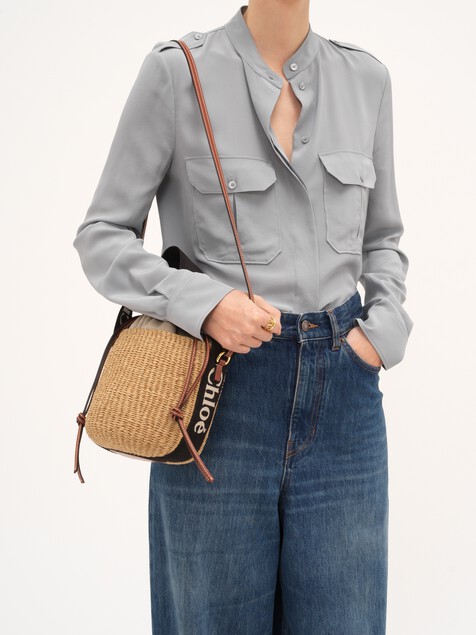 Small Woody tote bag in natural fibres