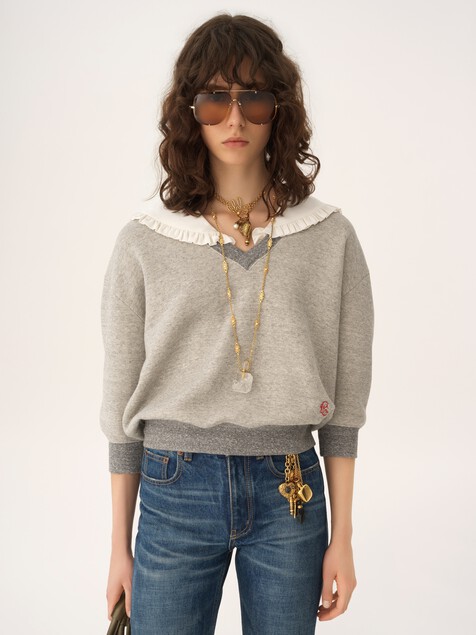 Collared jumper in chin&eacute; fleece