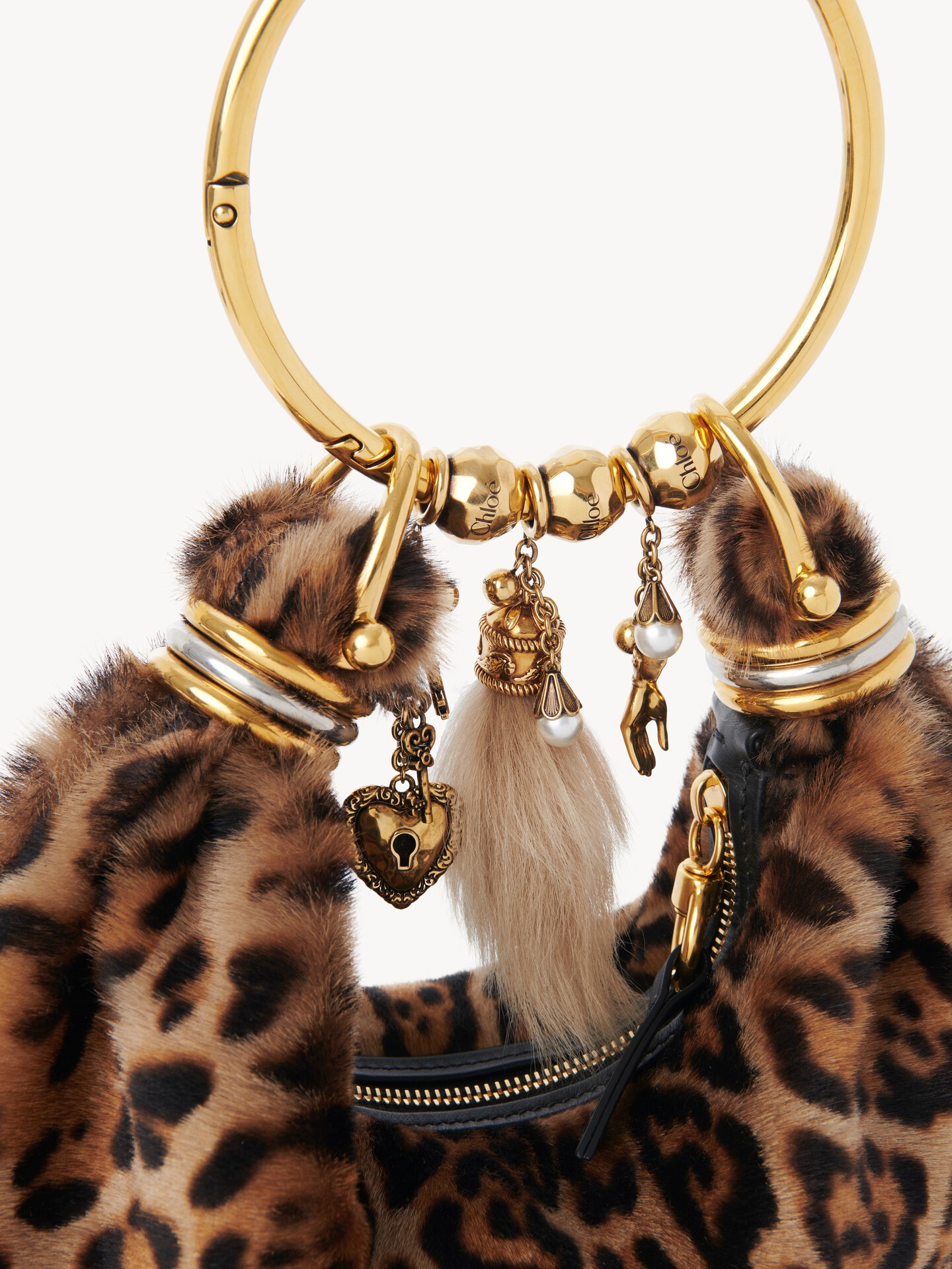 Mini Bracelet Hobo bag in leopard-print shearling - 9