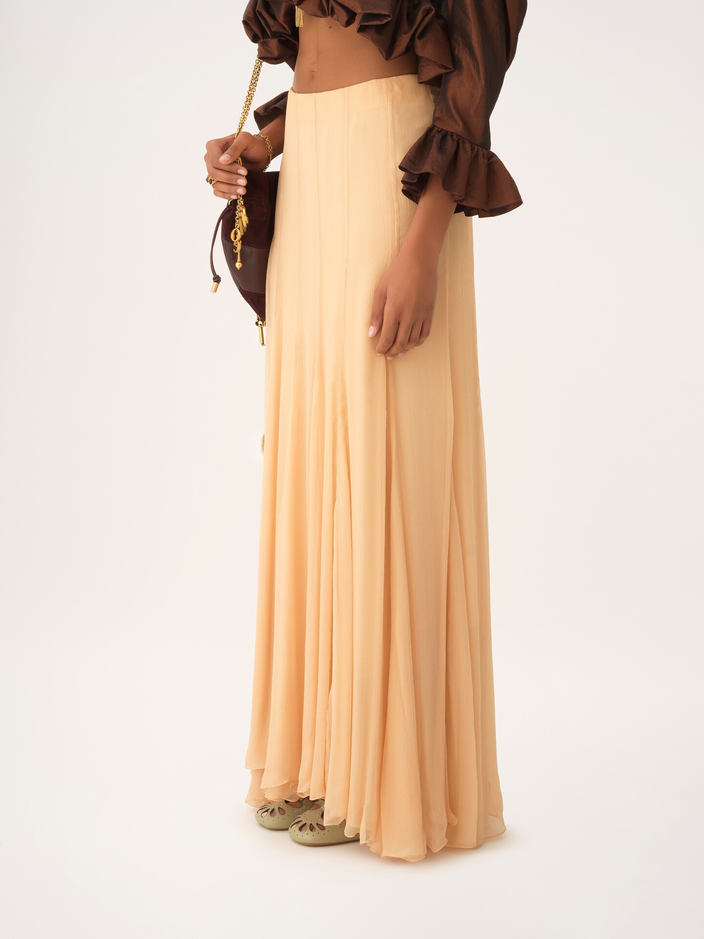 Fluid maxi skirt in silk mousseline - 5