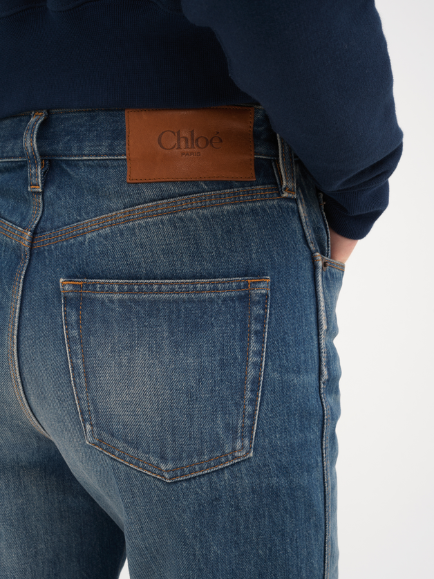 Straight cropped jeans in denim - 7
