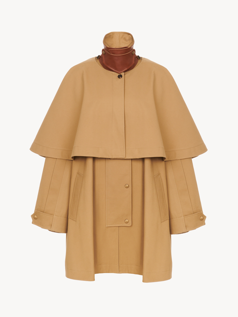 Parka in cotton gabardine with cape