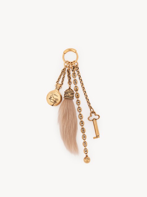 Chloé Symbols bag charm in brass and shearling