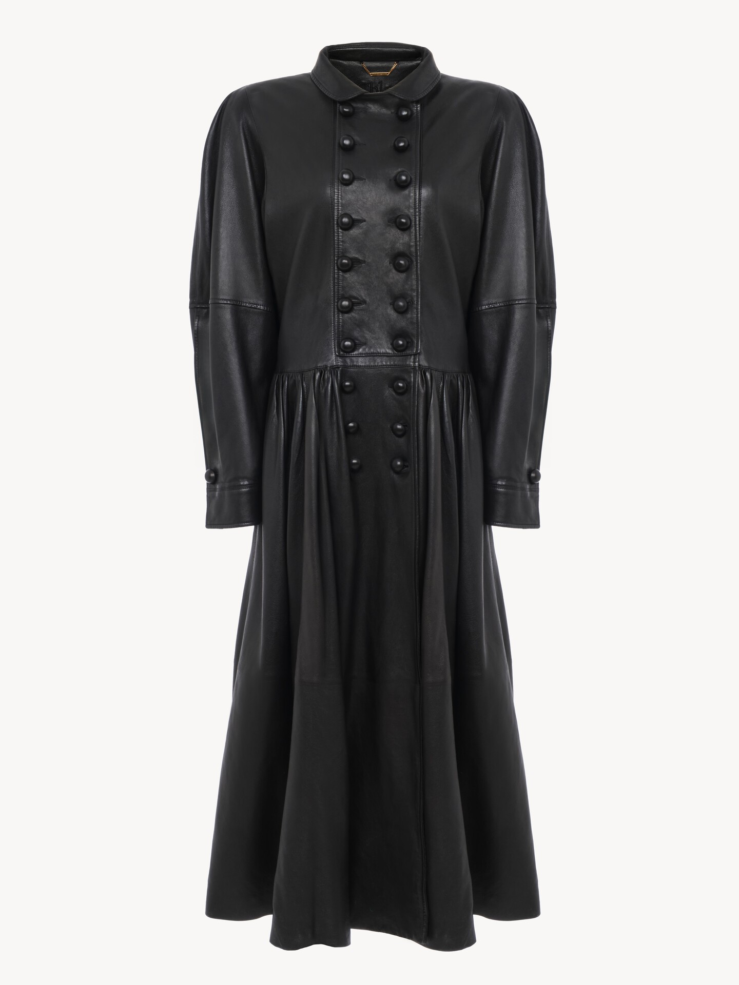 Oversized long riding coat in leather - 2