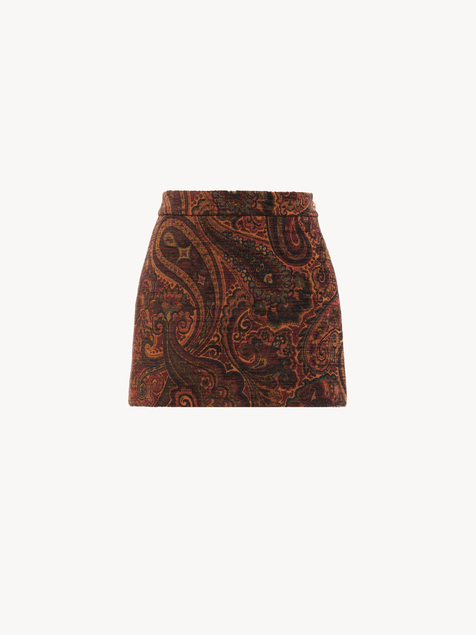 Straight mini skirt in tapestry jacquard
