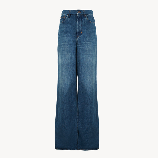 Wide-leg jeans in denim - 7