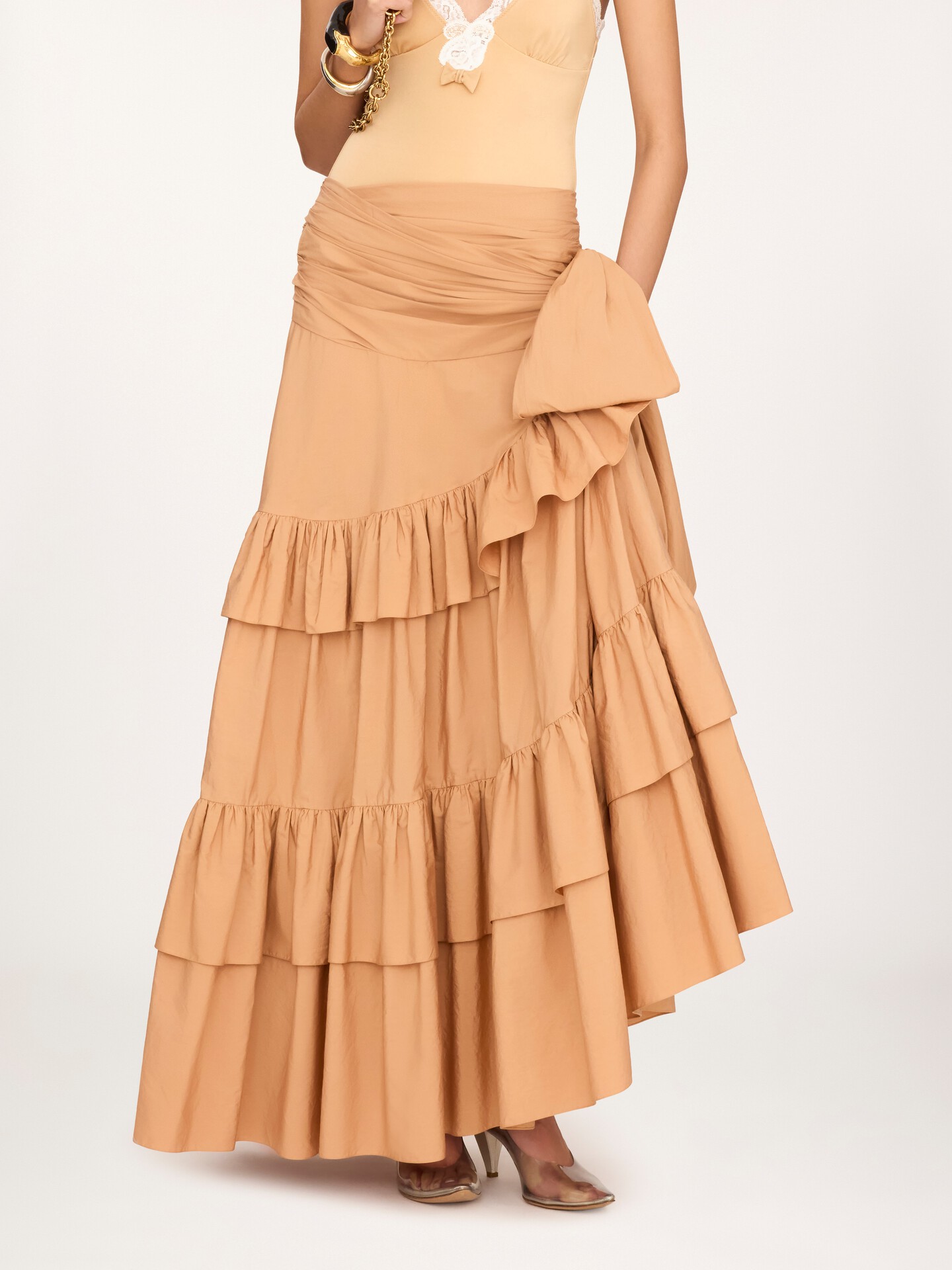 Long ruffled skirt in cotton poplin - 6