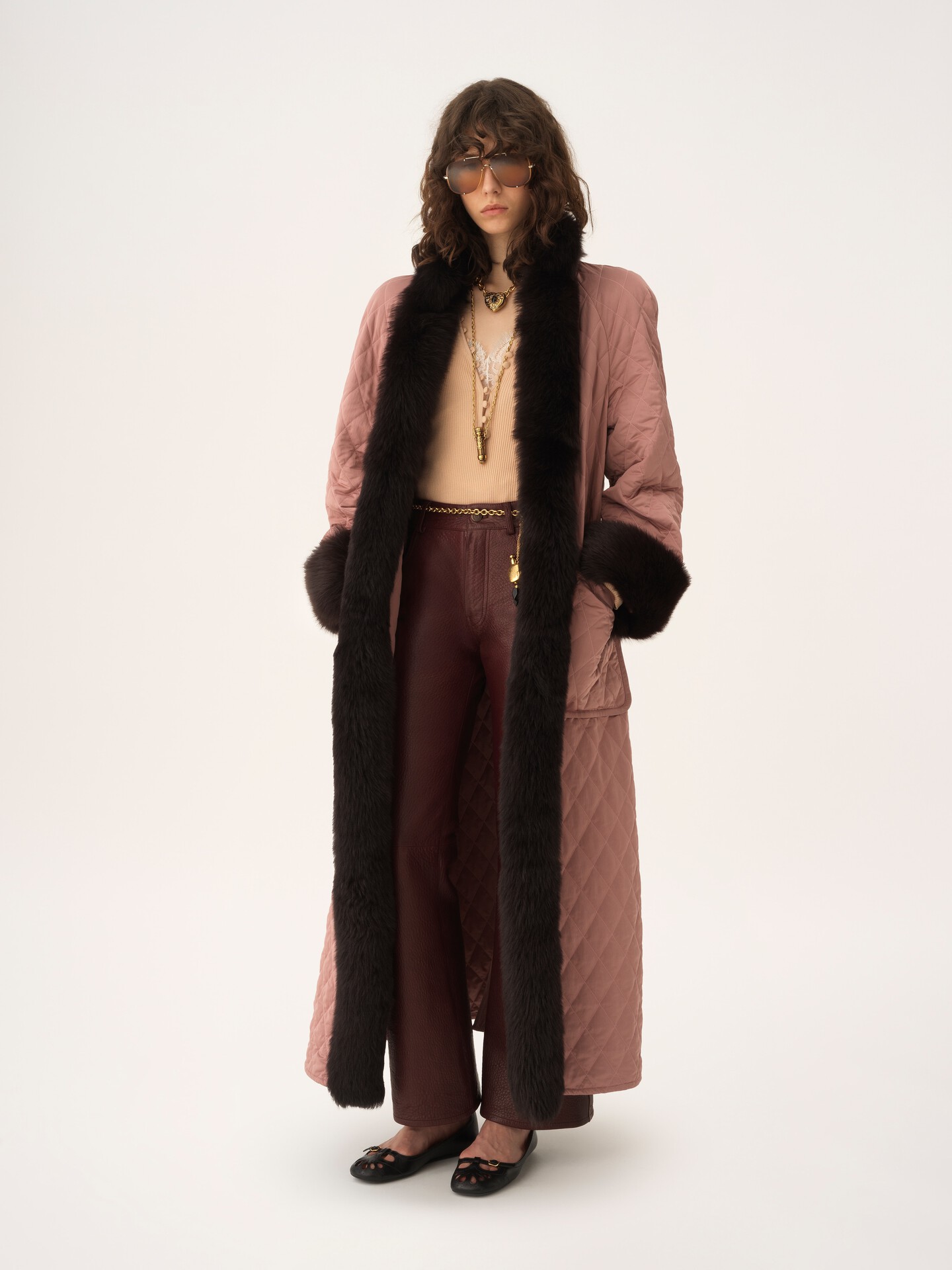 Long hybrid coat in technical satin - 5