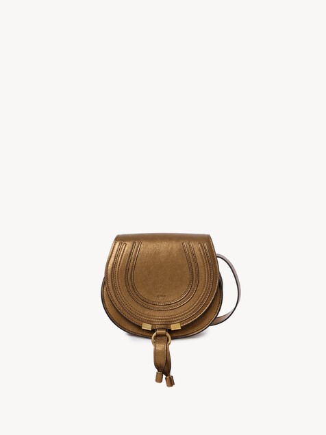 Small Marcie saddle bag in metallic leather