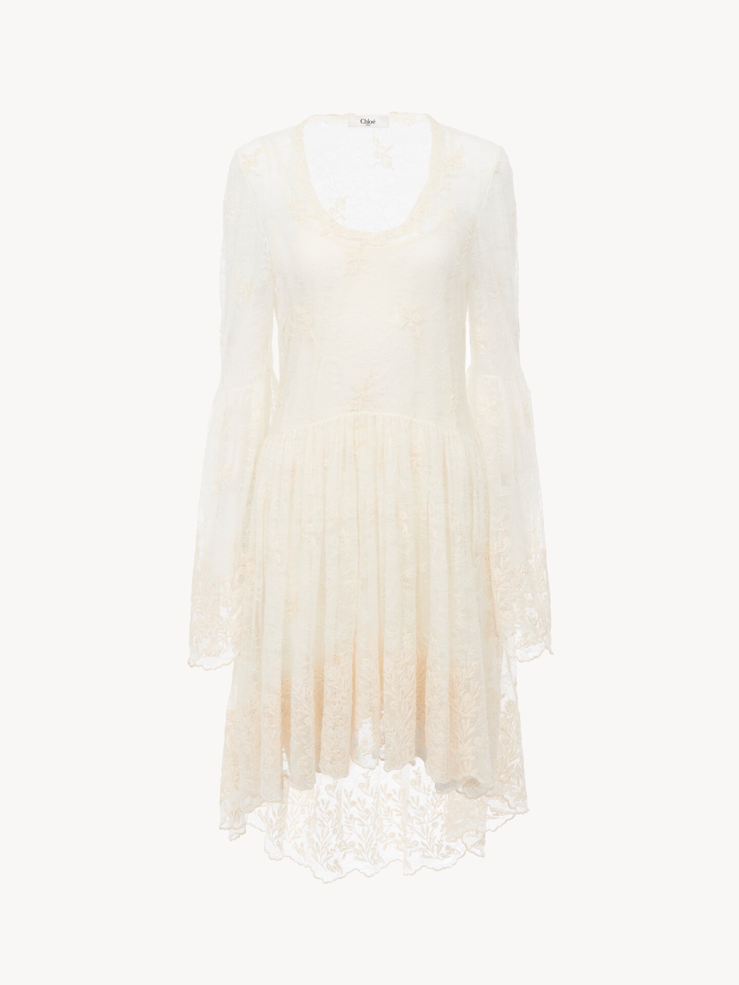 Scoop-neck mini dress in embroidered lace - 1