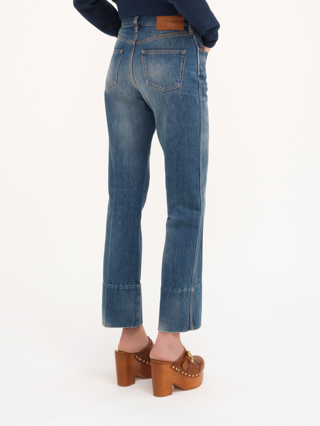 Straight cropped jeans in denim - 5