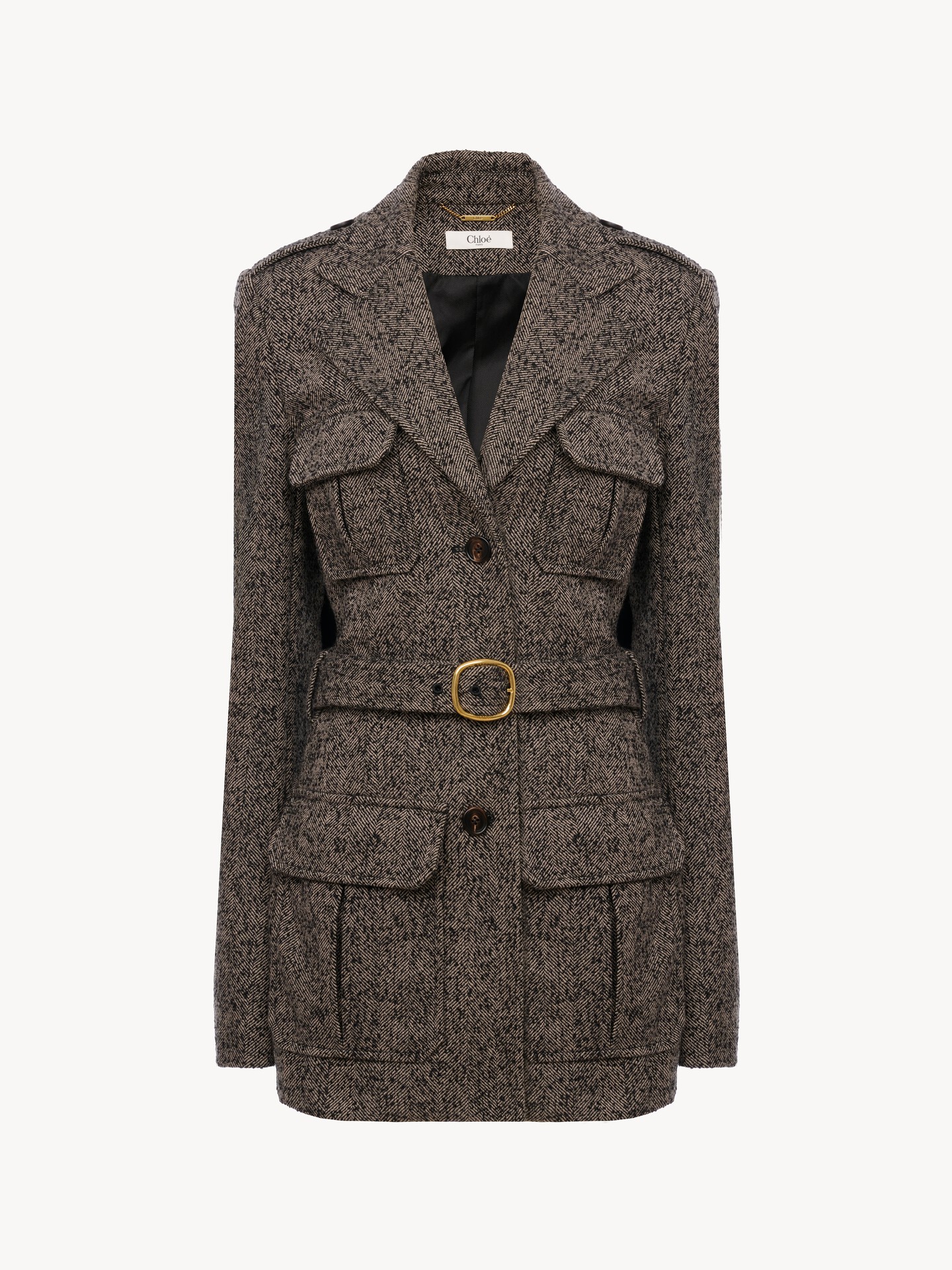 Utilitarian jacket in chevron wool - 2