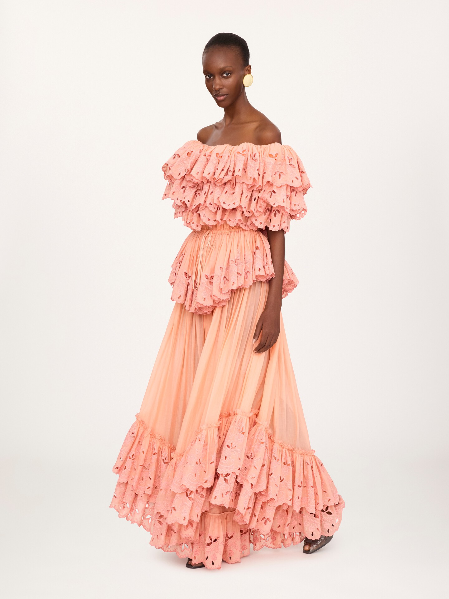 Long ruffled dress in cotton voile - 3