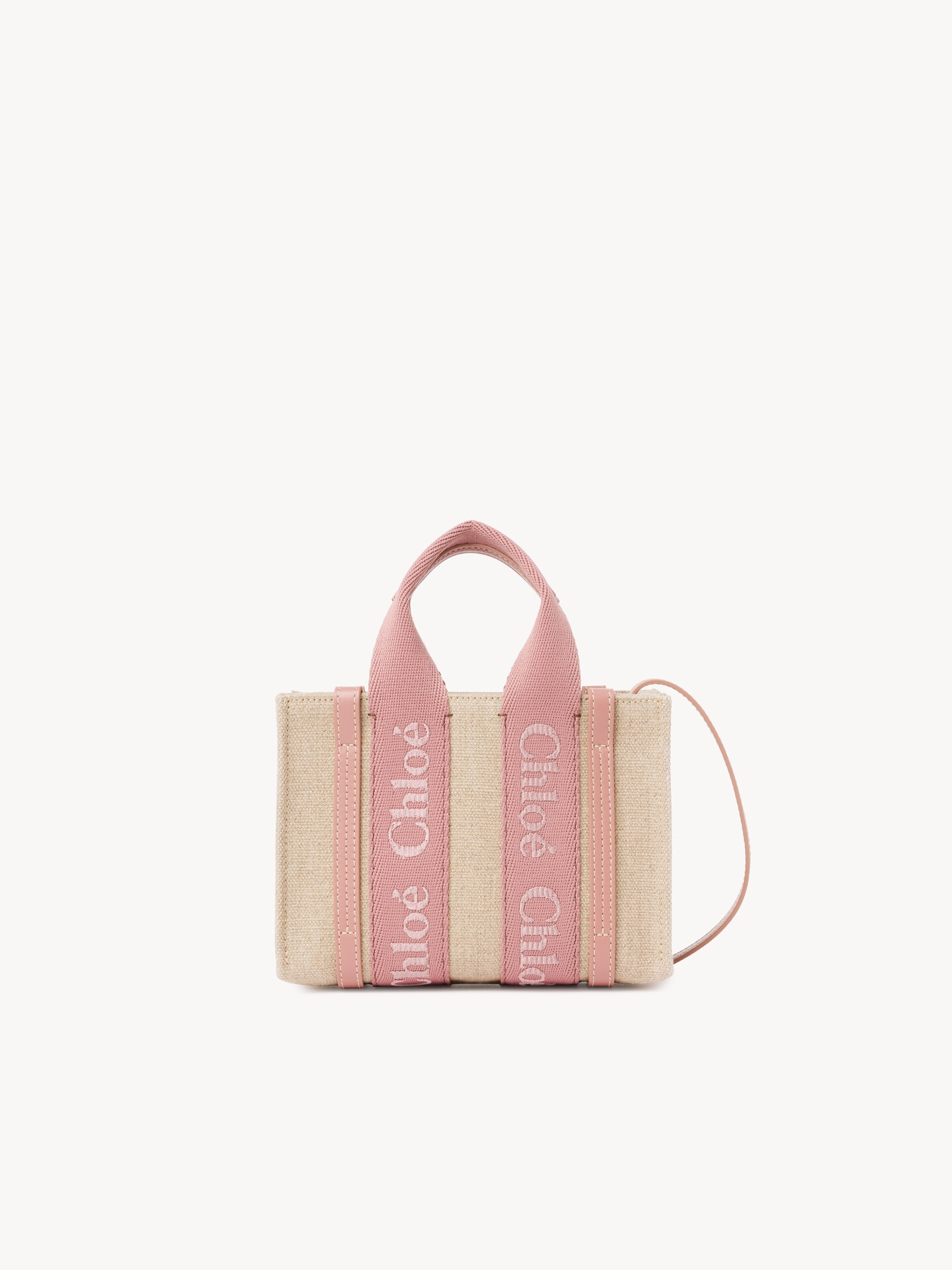 Mini Woody tote bag in linen - 2