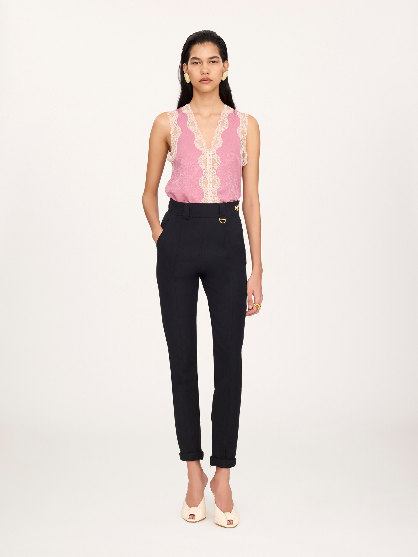Fitted high-rise trousers in stretch tricotine - 3
