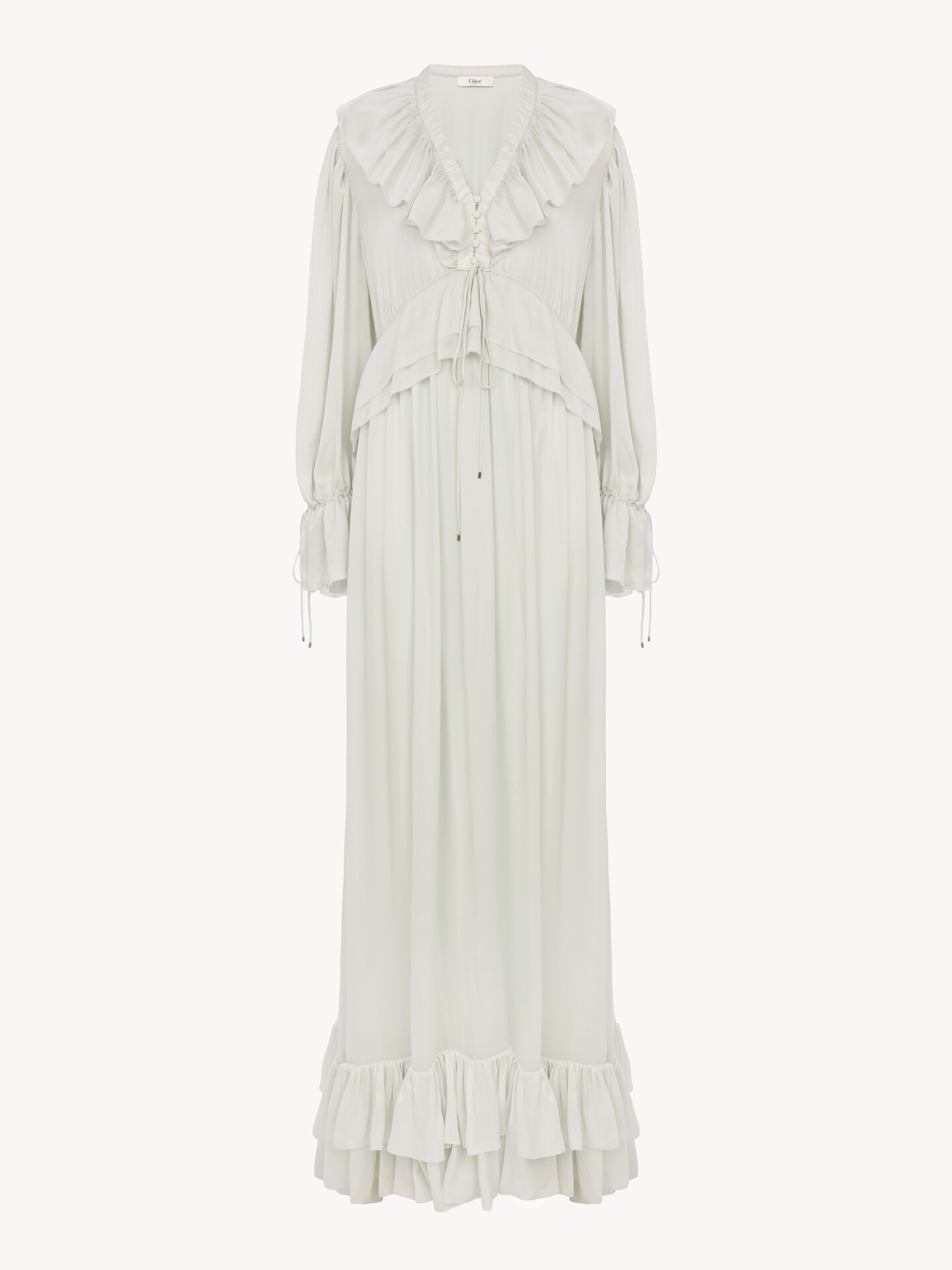Long gathered dress in silk charmeuse - 1
