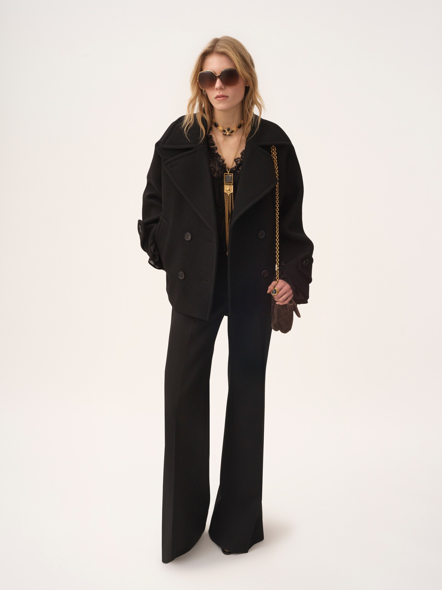 Oversized short coat in wool - 3