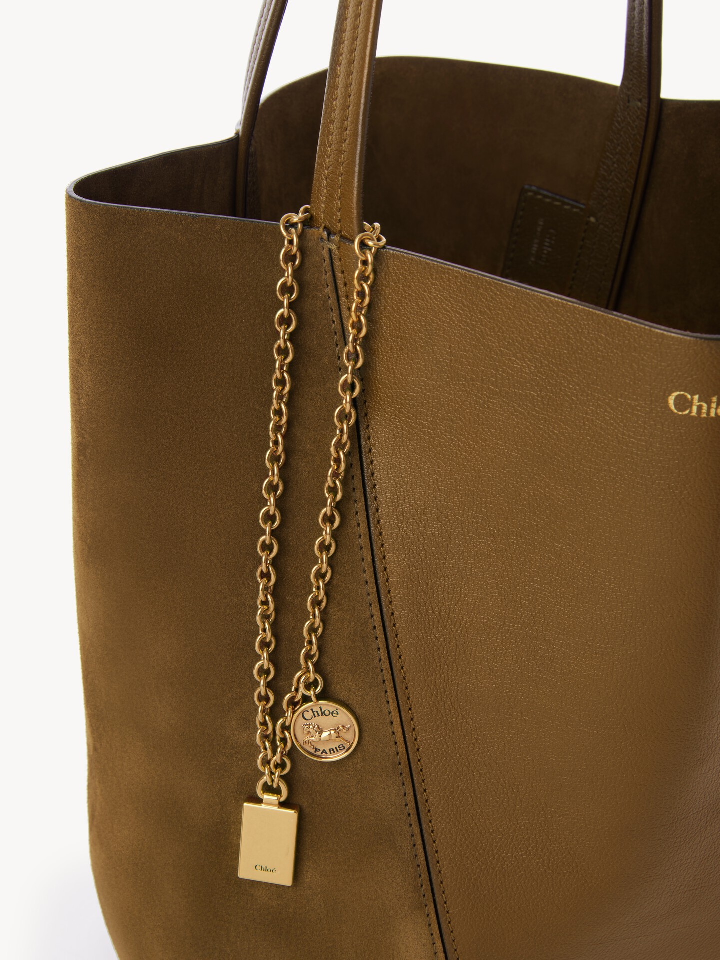 Chlo&eacute; Spin tote bag in grained and suede leather - 5