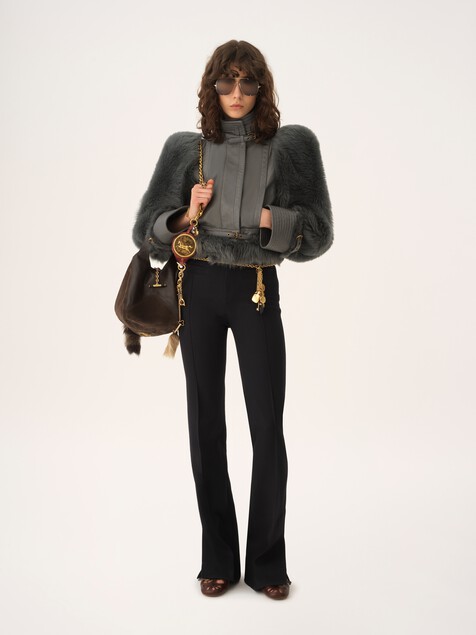Flared tailored trousers in wool gabardine