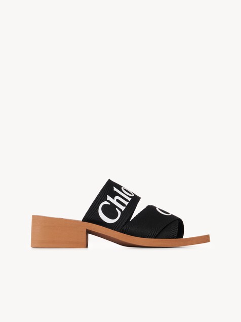 Woody heeled mule