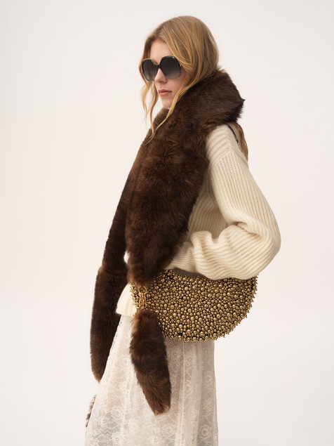 The Chlo&eacute; Chain Tails scarf in shearling