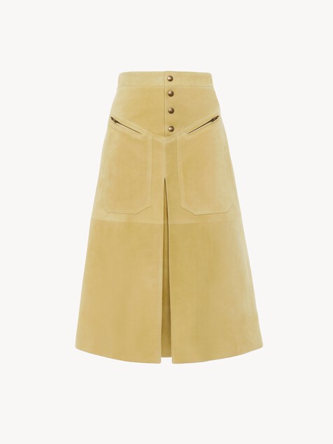 Knee-length skirt in suede