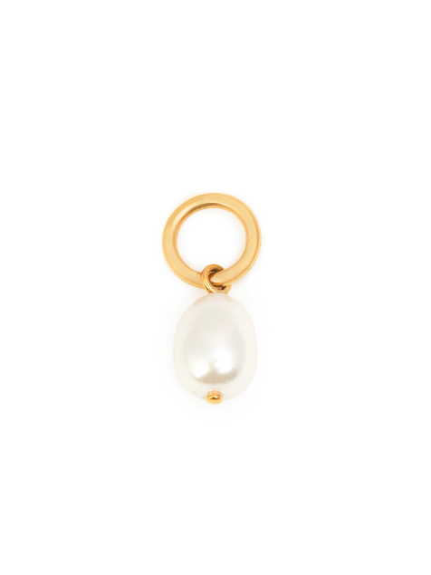 Alphabet pearl charm in pearl & brass