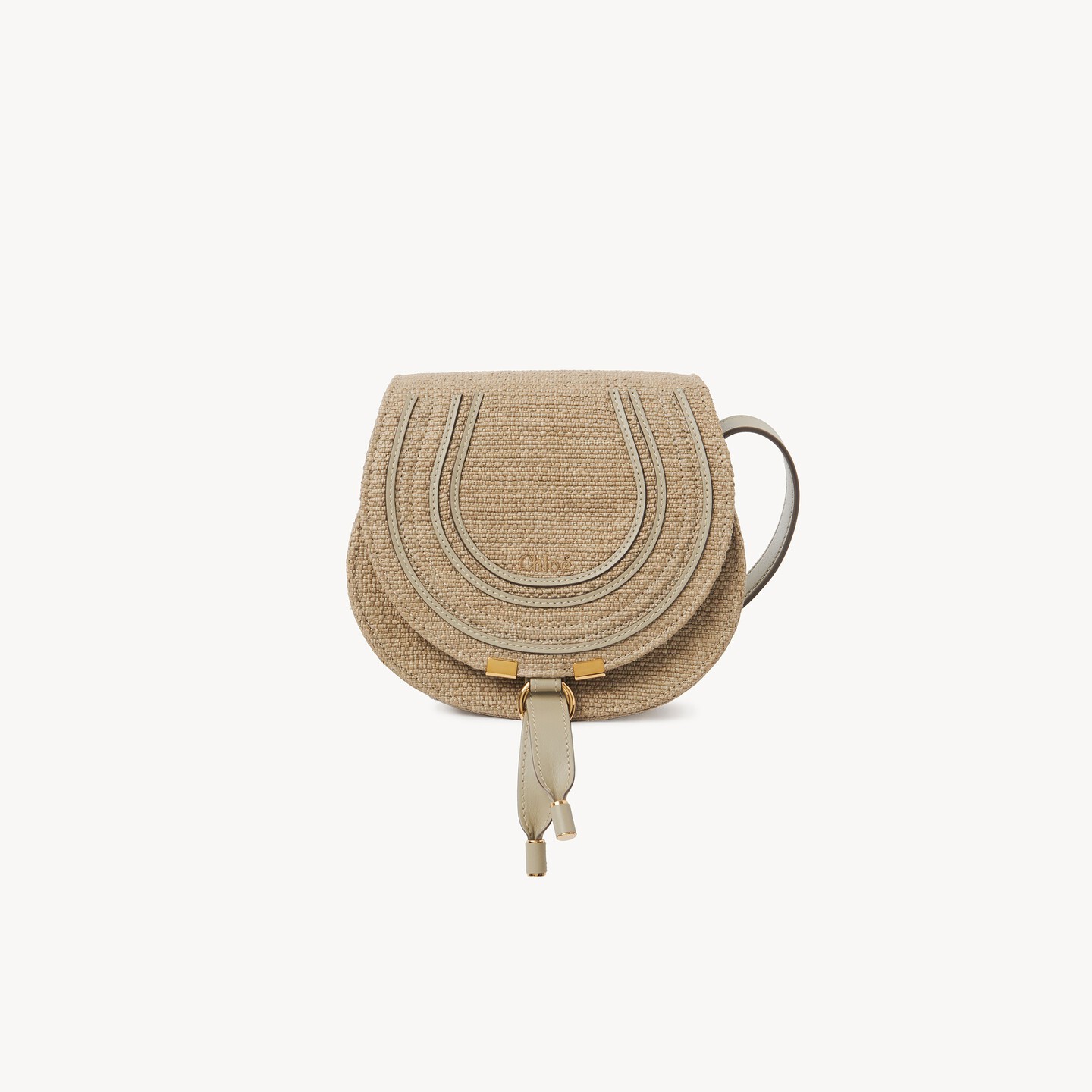 Small Marcie saddle bag in raffia-effect fibres - 9