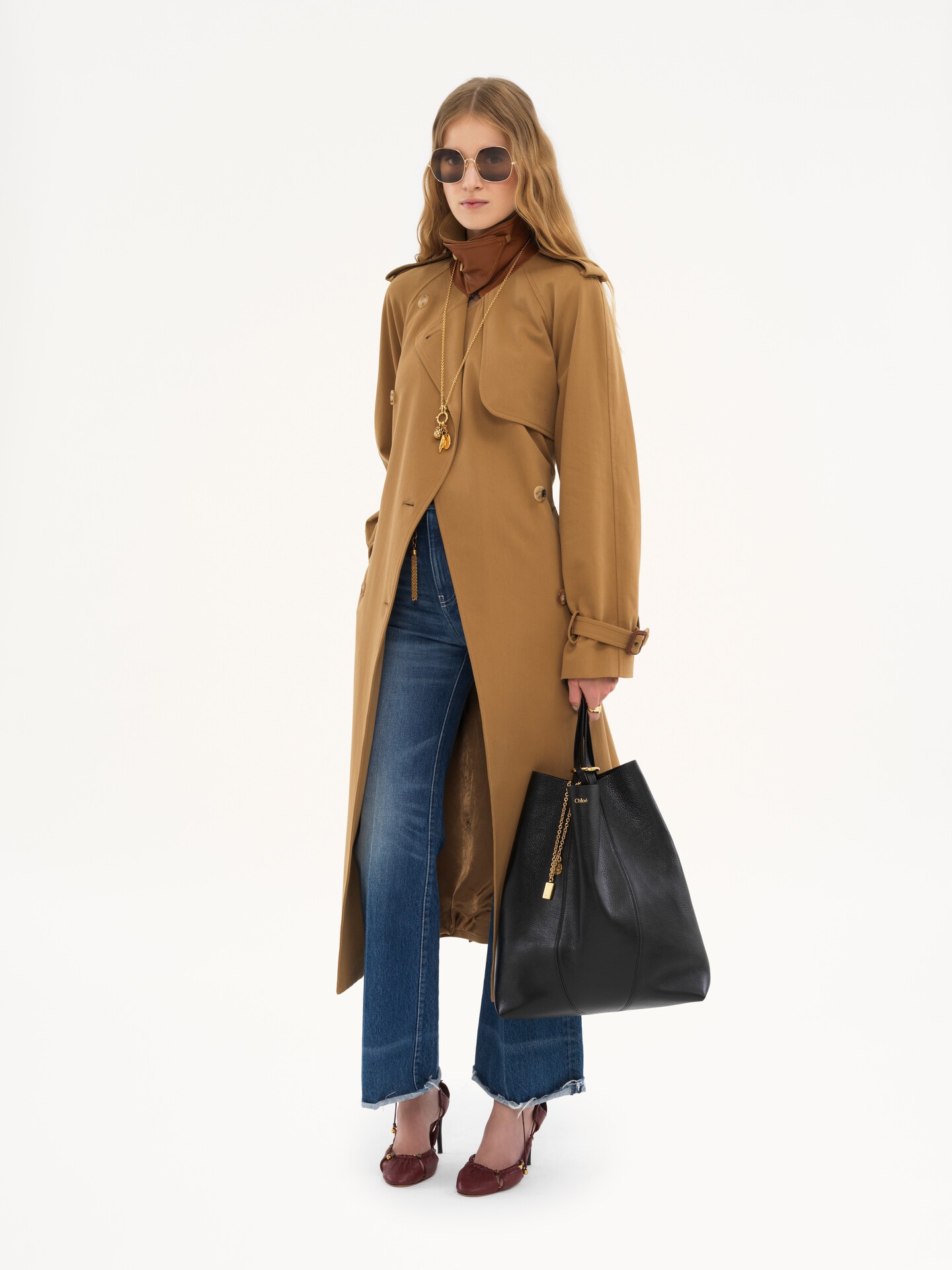 Large Chloé Spin tote bag in grained leather - 4