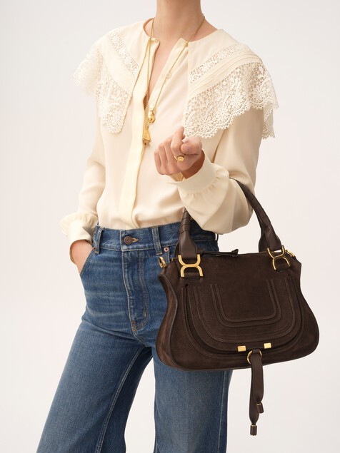 Small Marcie bag in suede leather