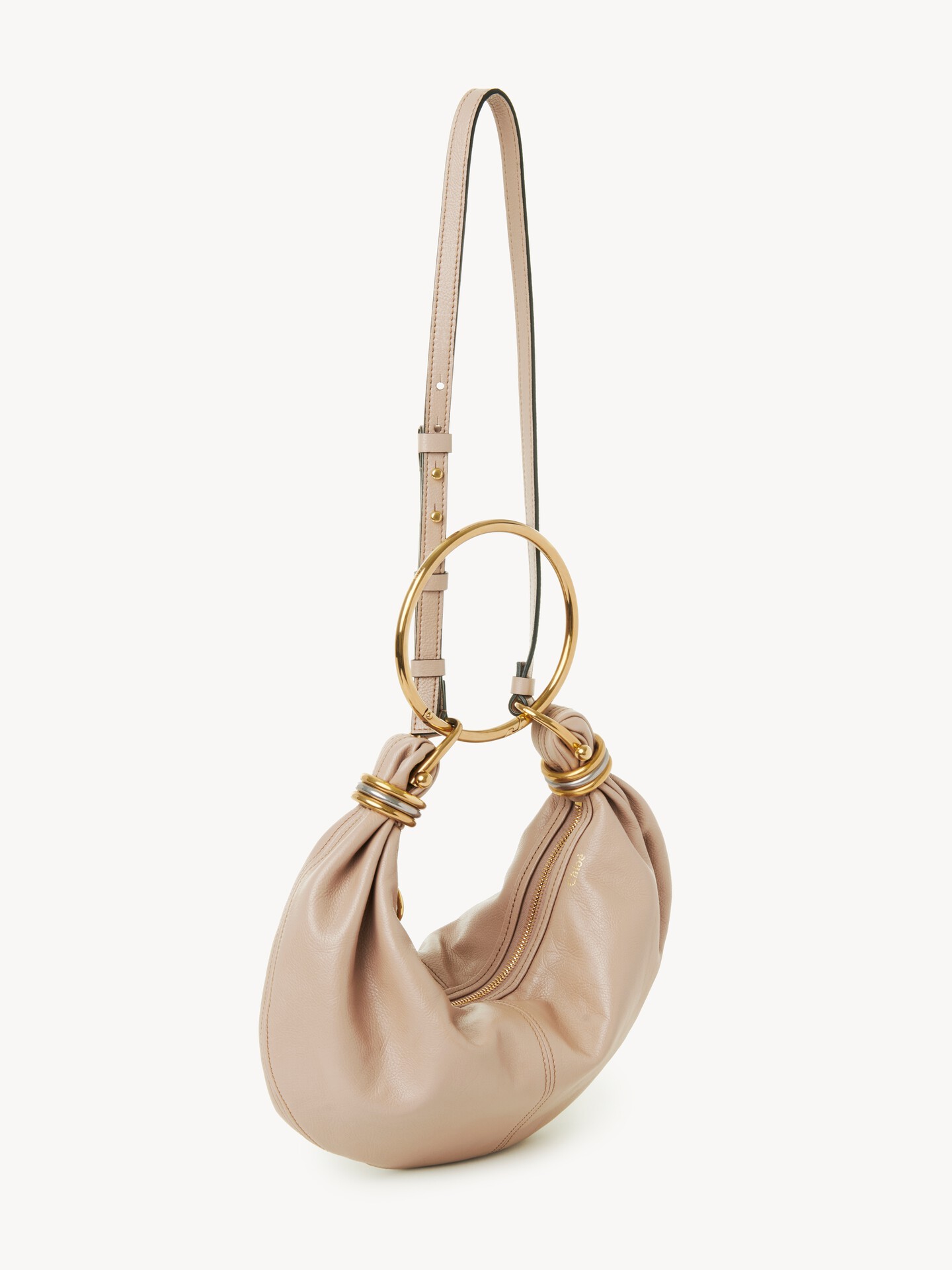 Small Bracelet hobo bag in grained leather - 7