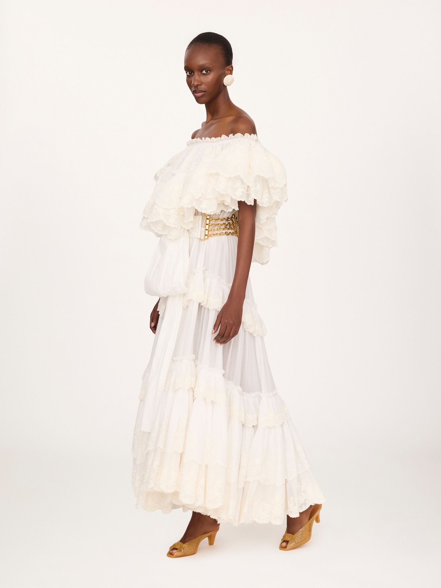 Long ruffled dress in cotton voile - 3