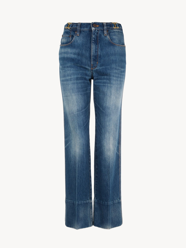 Straight cropped jeans in denim - 1