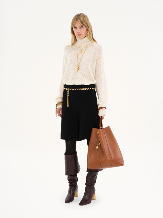 Generous turtleneck sweater in pointelle knit - 5